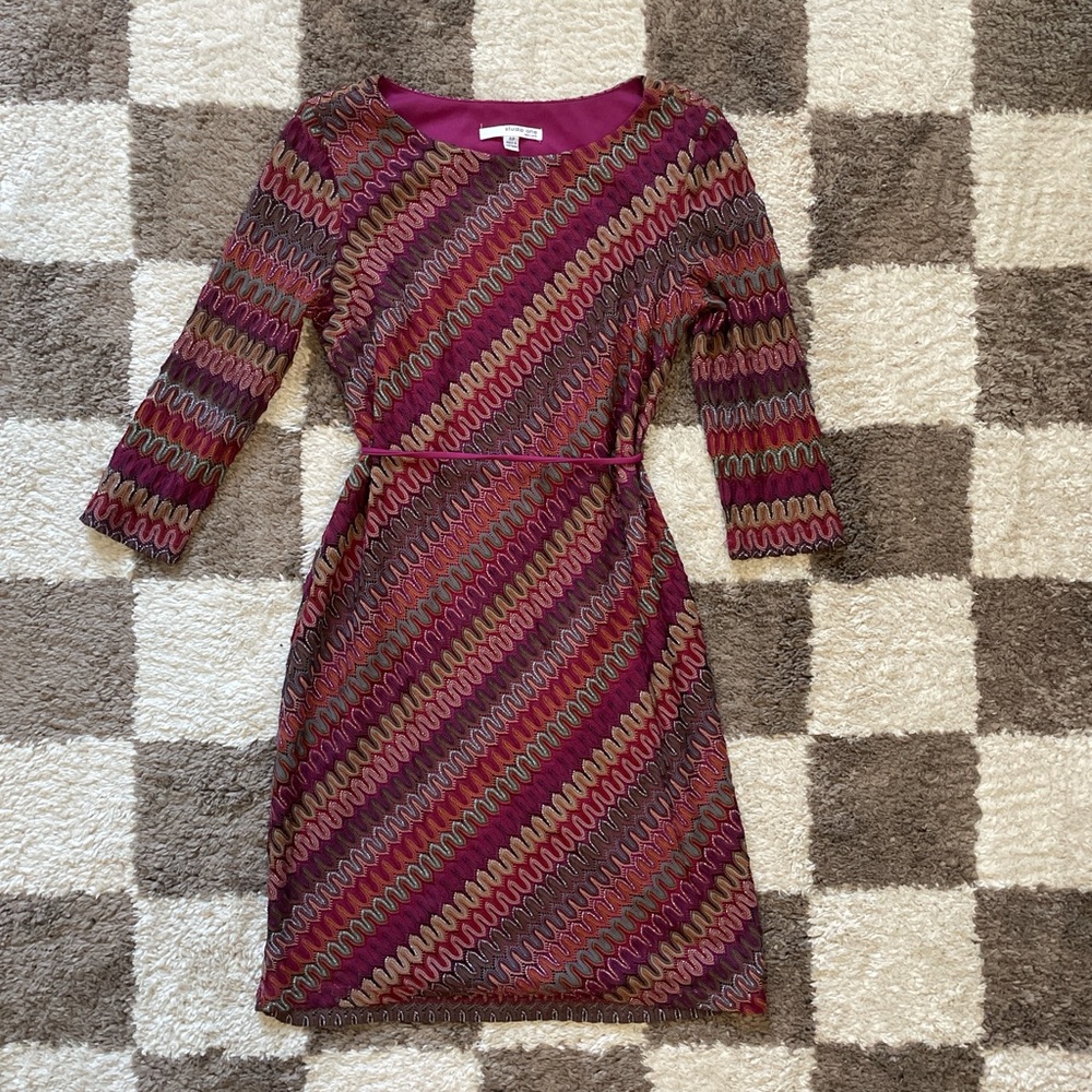VTG ⏰ STUDIO ONE magenta purple multi-color striped dress